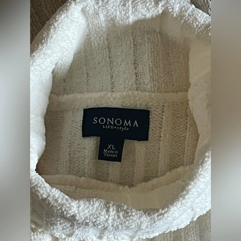 Sonoma Women's Cream, Tan & Blue soft & cozy Turtleneck Sweater. Size XL - Picture 5 of 7